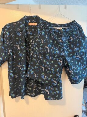 Marni Kids Navy Floral Button-Down Shirt & Matching Shorts
